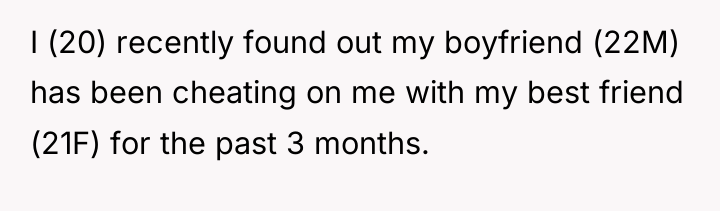 I (20) recently found out my boyfriend (22M) has been...