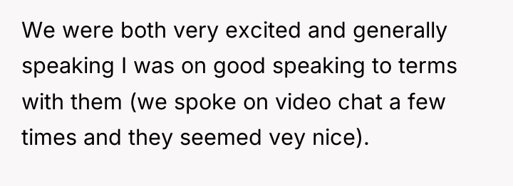 We were both very excited and generally speaking I was...