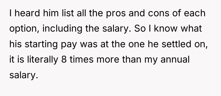 I heard him list all the pros and cons of...