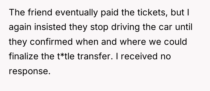 The friend eventually paid the tickets, but I again insisted...