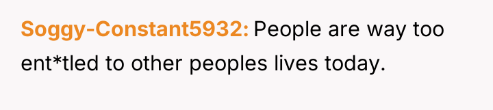 Soggy-Constant5932 People are way too ent*tled to other peoples lives...