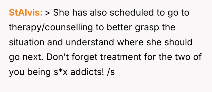 StAlvis > She has also scheduled to go to therapy/counselling...