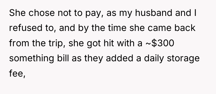 She chose not to pay, as my husband and I...