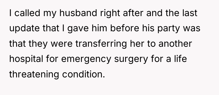I called my husband right after and the last update...