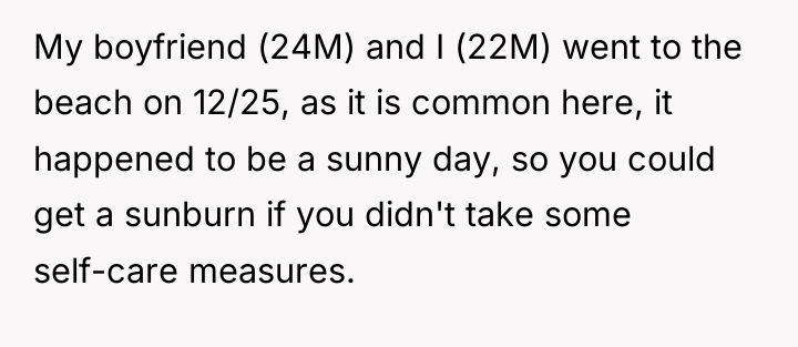 My boyfriend (24M) and I (22M) went to the beach...