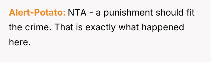 Alert-Potato NTA - a punishment should fit the crime. That...