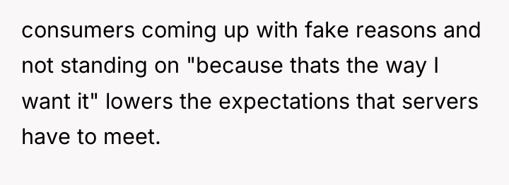 consumers coming up with fake reasons and not standing on...