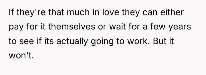 If they're that much in love they can either pay...