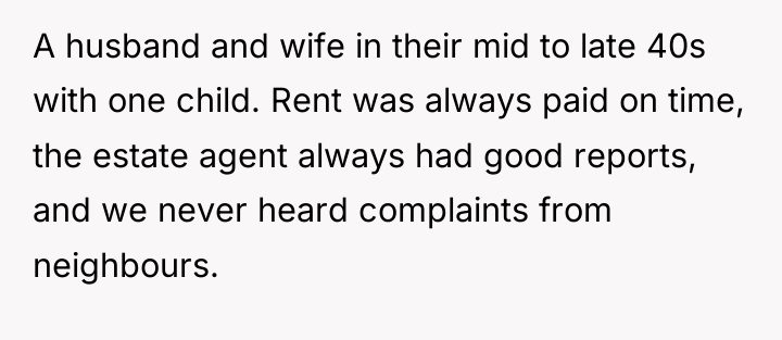 A husband and wife in their mid to late 40s...