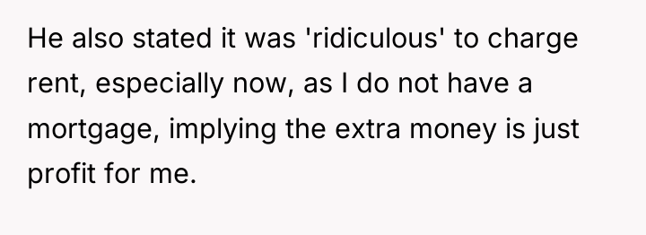 He also stated it was 'ridiculous' to charge rent, especially...