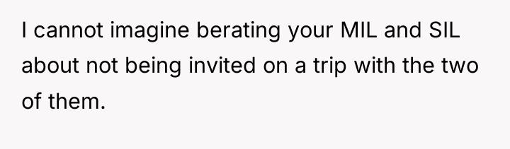 I cannot imagine berating your MIL and SIL about not...