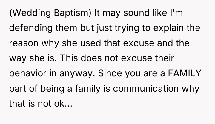 (Wedding Baptism) It may sound like I'm defending them but...