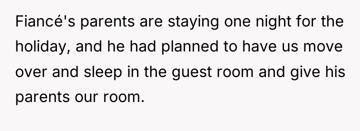 Fiancé's parents are staying one night for the holiday, and...