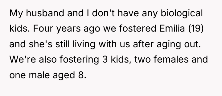My husband and I don't have any biological kids. Four...