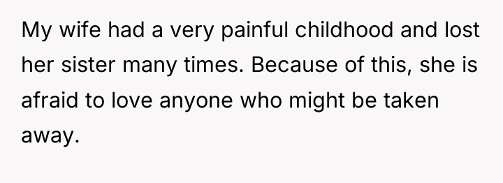 My wife had a very painful childhood and lost her...
