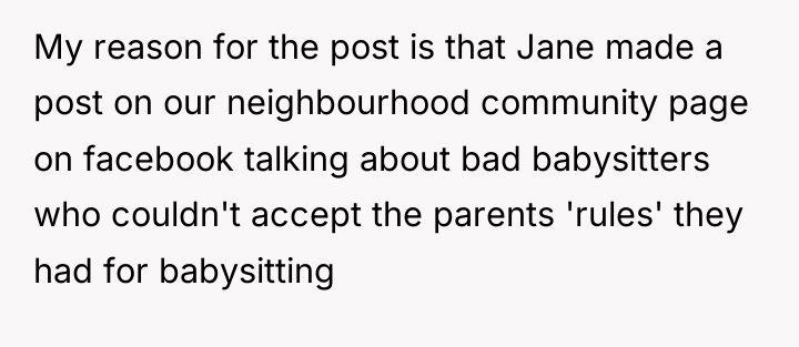 My reason for the post is that Jane made a...