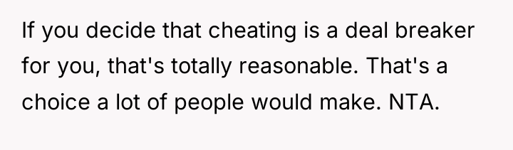 If you decide that cheating is a deal breaker for...