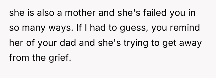 she is also a mother and she's failed you in...