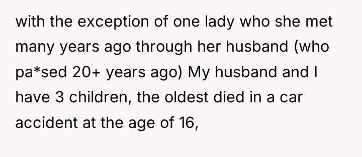 with the exception of one lady who she met many...