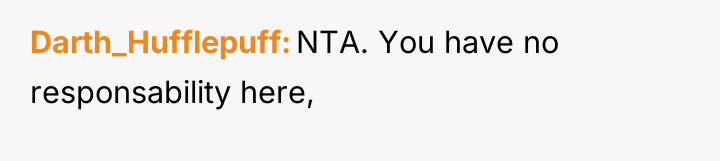 Darth_Hufflepuff NTA. You have no responsability here,