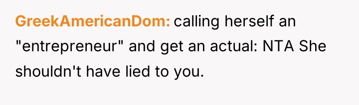 GreekAmericanDom calling herself an "entrepreneur" and get an actual: NTA...