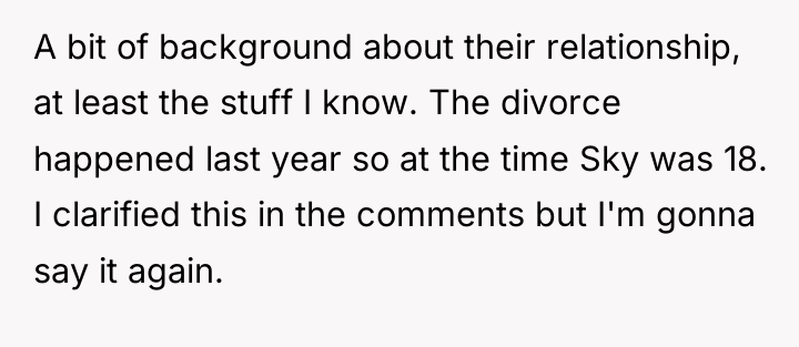 A bit of background about their relationship, at least the...