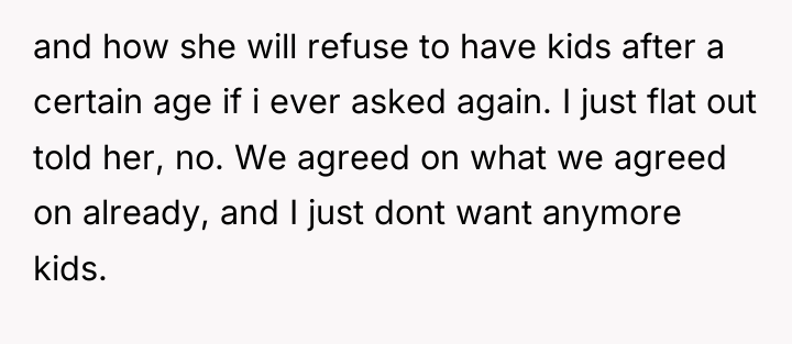 and how she will refuse to have kids after a...