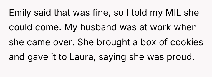 Emily said that was fine, so I told my MIL...