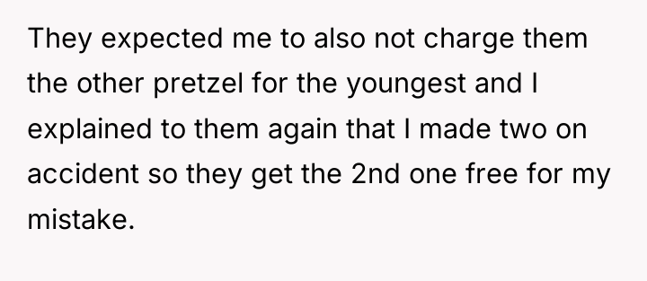 They expected me to also not charge them the other...