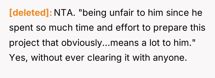 [deleted] NTA. "being unfair to him since he spent so...