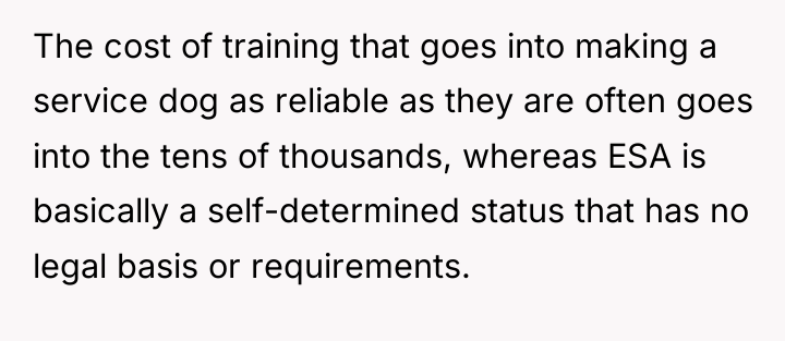 The cost of training that goes into making a service...