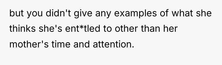but you didn't give any examples of what she thinks...