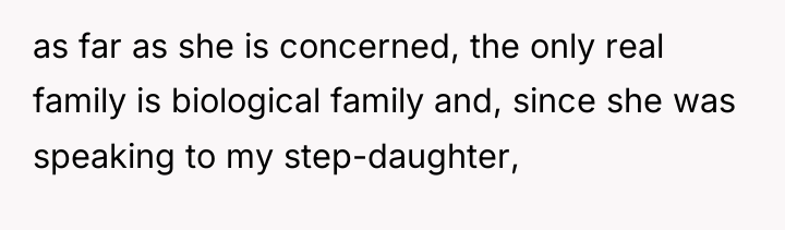 as far as she is concerned, the only real family...