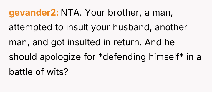 gevander2 NTA. Your brother, a man, attempted to insult your...