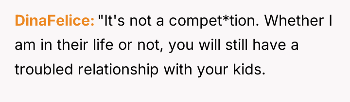 DinaFelice "It's not a compet*tion. Whether I am in their...