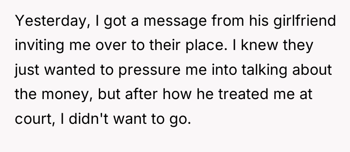 Yesterday, I got a message from his girlfriend inviting me...