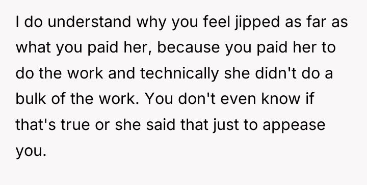 I do understand why you feel jipped as far as...