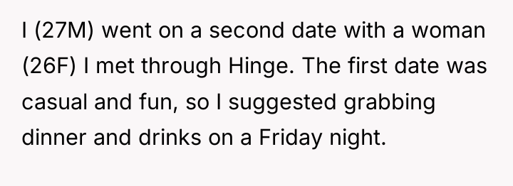 I (27M) went on a second date with a woman...