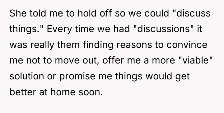 She told me to hold off so we could "discuss...
