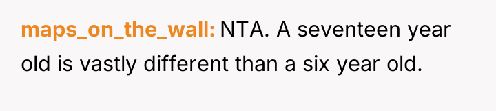 maps_on_the_wall NTA. A seventeen year old is vastly different than...