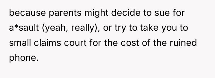 because parents might decide to sue for a*sault (yeah, really),...