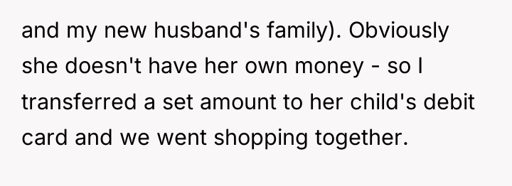 and my new husband's family). Obviously she doesn't have her...