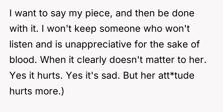 I want to say my piece, and then be done...