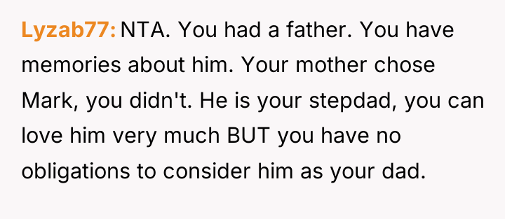 Lyzab77 NTA. You had a father. You have memories about...