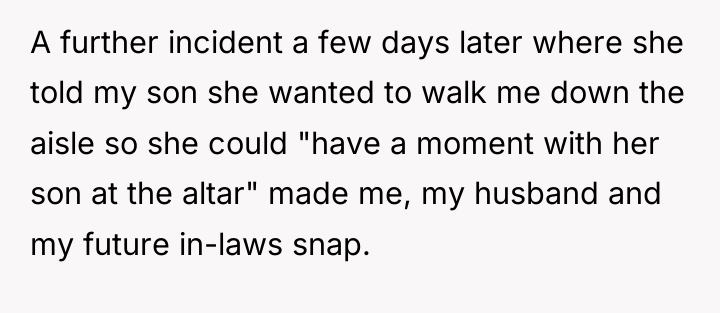 A further incident a few days later where she told...