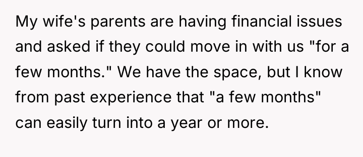 My wife's parents are having financial issues and asked if...