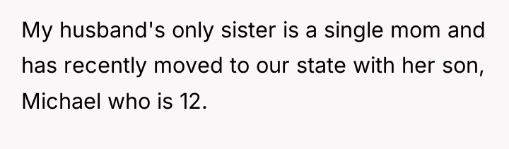 My husband's only sister is a single mom and has...
