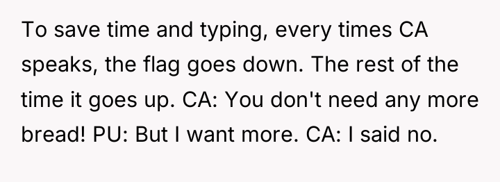 To save time and typing, every times CA speaks, the...
