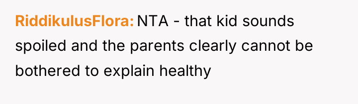 RiddikulusFlora NTA - that kid sounds spoiled and the parents...