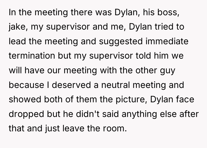 In the meeting there was Dylan, his boss, jake, my...